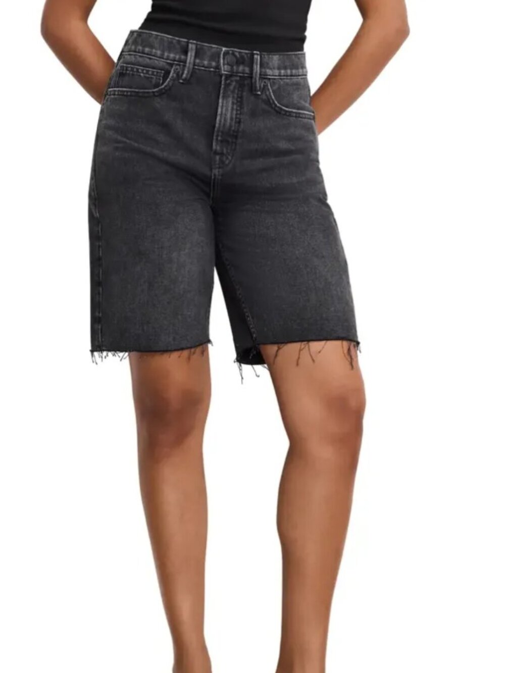 NWT Good American Good Standard Raw Hem Bermuda Shorts Size 16